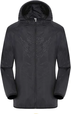 Mens Lightweight Cycling Jacket Hooded Waterproof Rain Coat Casual Golf Hiking Running Windbreaker Packable Raincoat