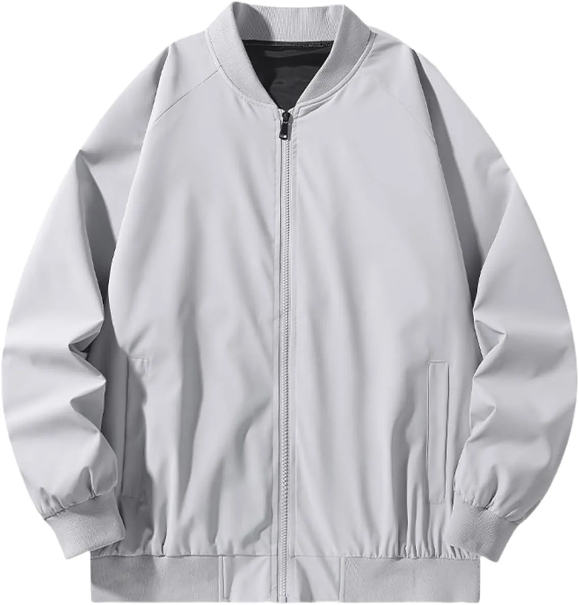 Men's Lightweight Jacket Unisex Bomber Zip Up Coat Casual Spring Fall Windbreaker Lightweight Sportswear with Pocket