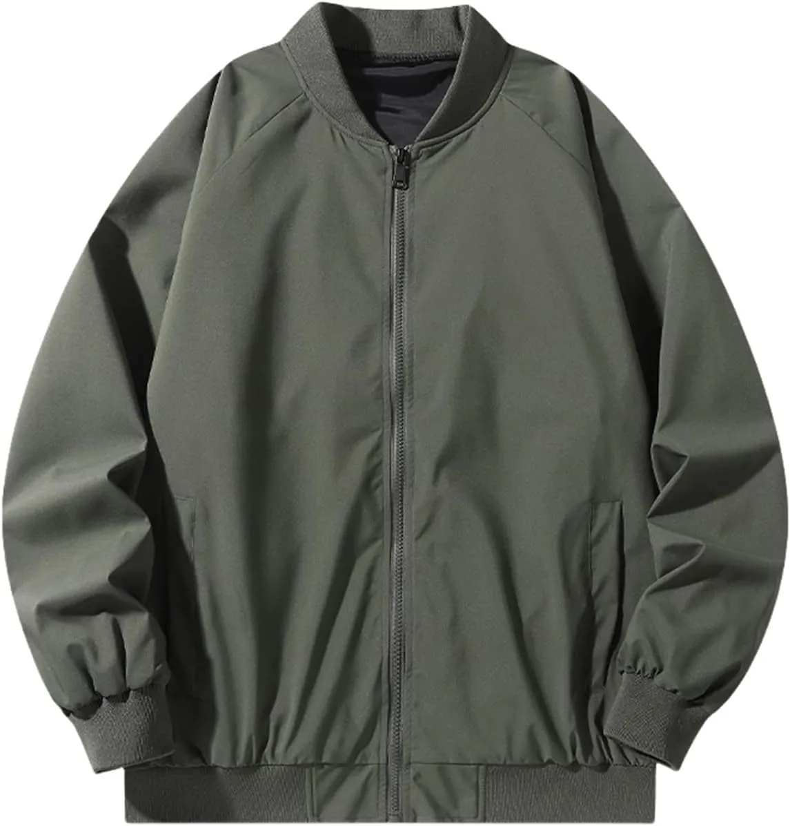 Men's Lightweight Jacket Unisex Bomber Zip Up Coat Casual Spring Fall Windbreaker Lightweight Sportswear with Pocket