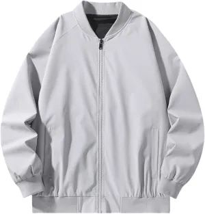 Men's Lightweight Jacket Unisex Bomber Zip Up Coat Casual Spring Fall Windbreaker Lightweight Sportswear with Pocket