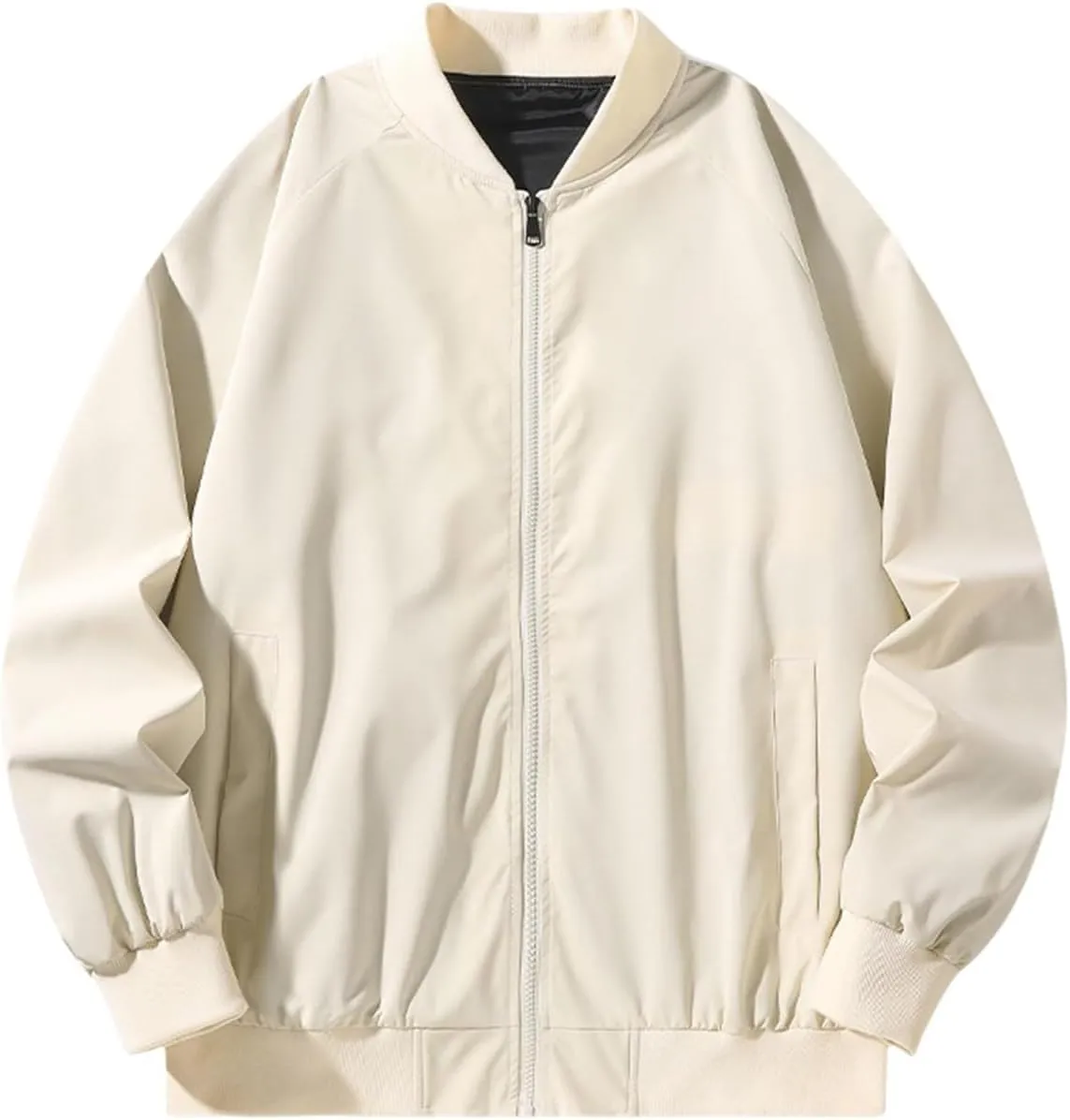 Men's Lightweight Jacket Unisex Bomber Zip Up Coat Casual Spring Fall Windbreaker Lightweight Sportswear with Pocket