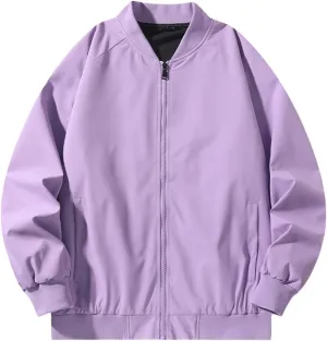 Men's Lightweight Jacket Unisex Bomber Zip Up Coat Casual Spring Fall Windbreaker Lightweight Sportswear with Pocket