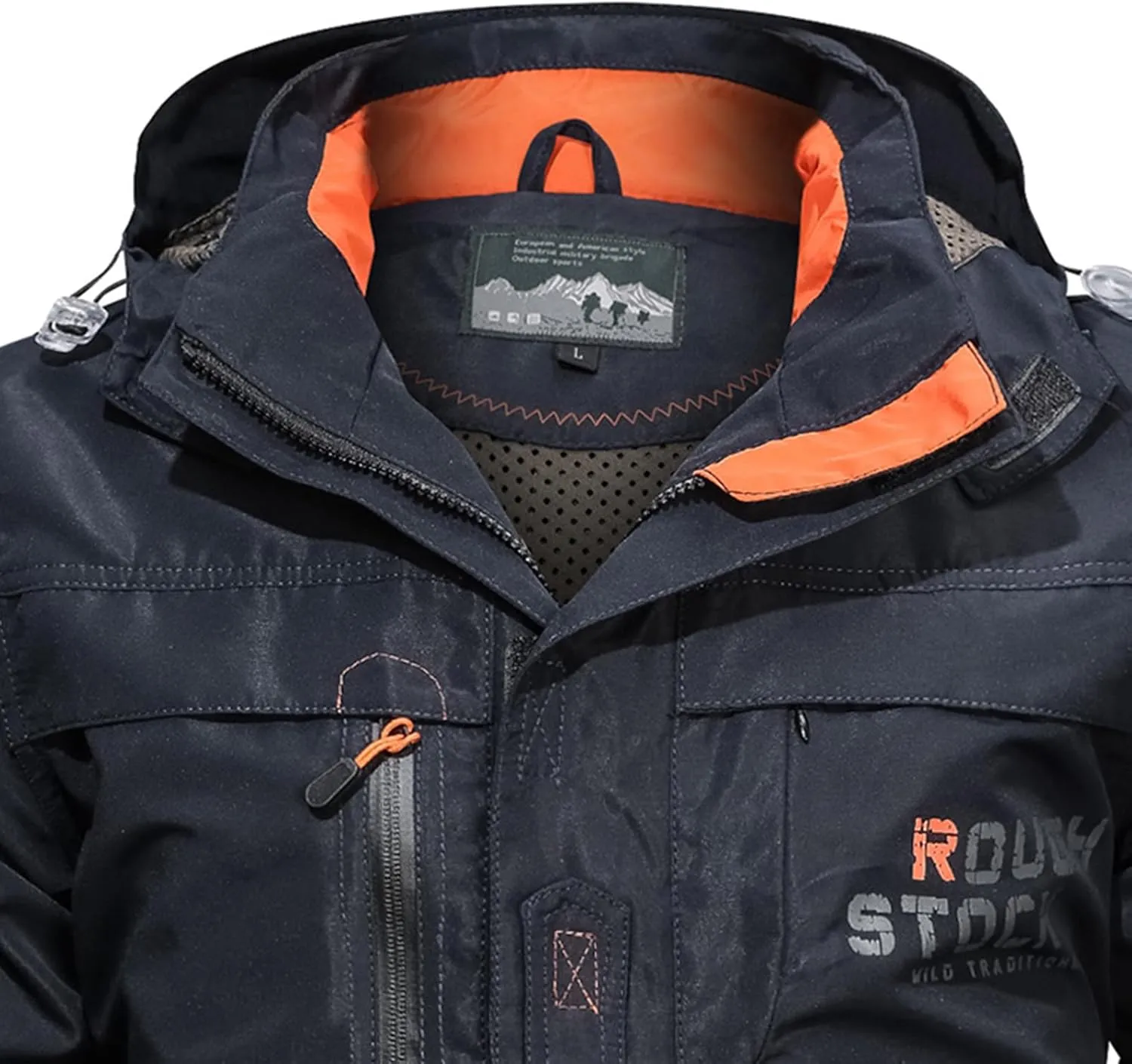 Men's Outdoor Military Jacket Utility Mid-Long Hooded Lightweight Windbreaker Work Jackets Outwear with Multi Pockets