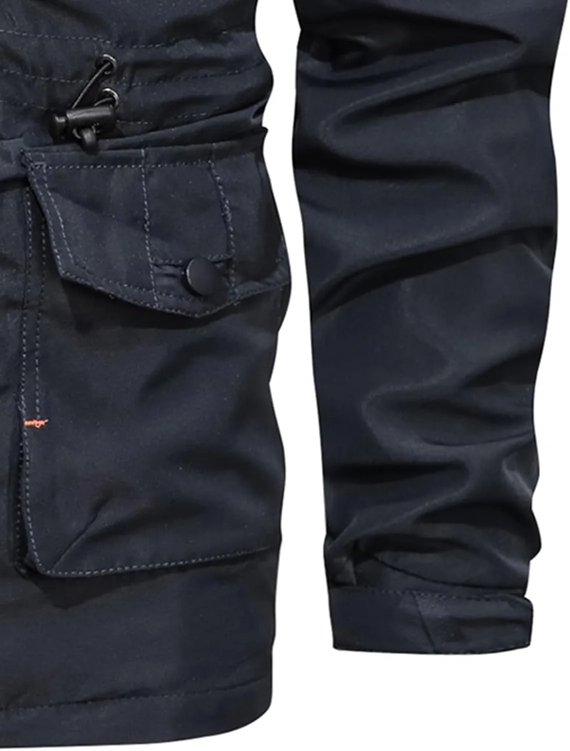 Men's Outdoor Military Jacket Utility Mid-Long Hooded Lightweight Windbreaker Work Jackets Outwear with Multi Pockets