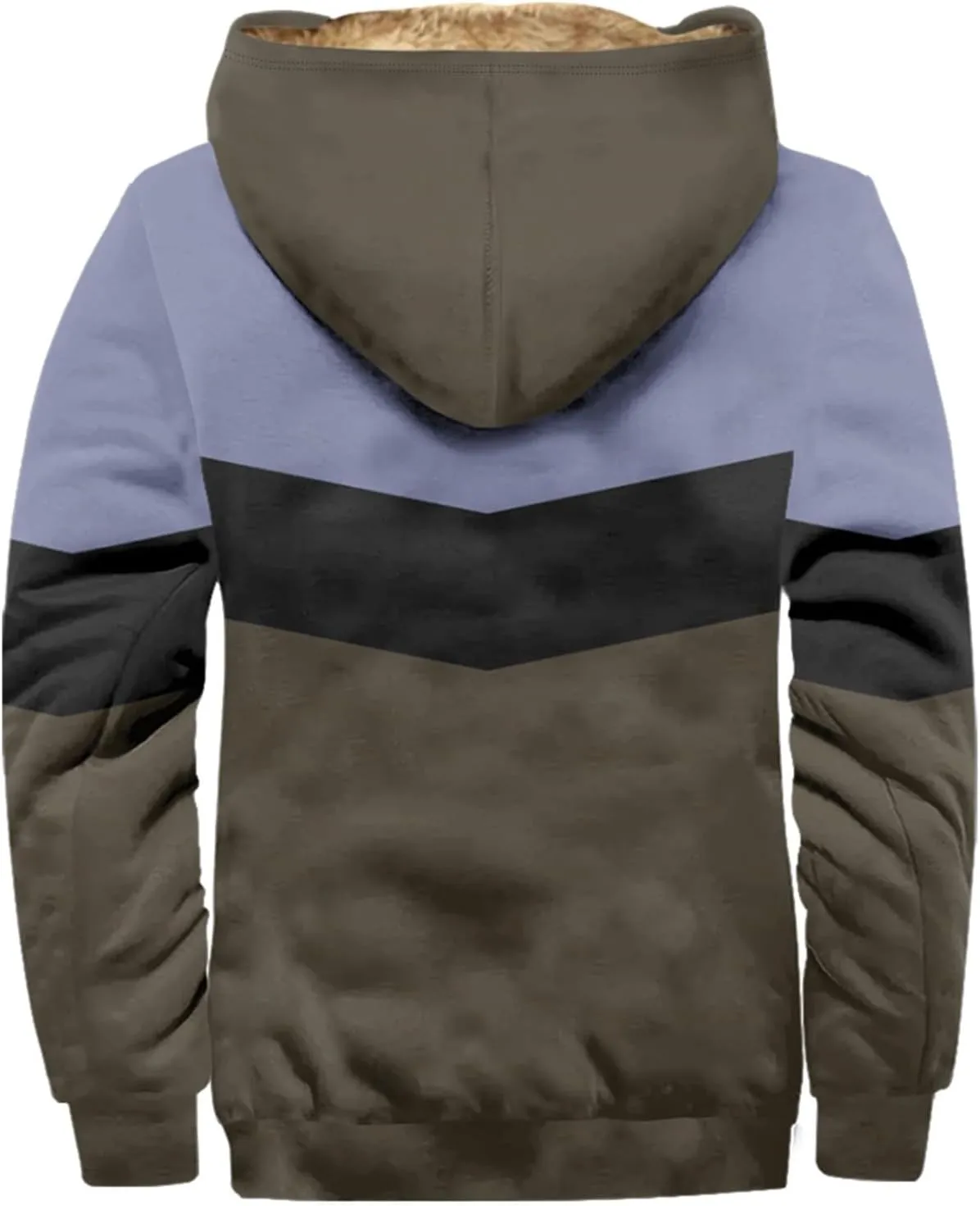 Men's Oversized Jackets Full Zip Thicken Fleece Sherpa Lined Winter Hooded Work Utility Jacket Warm Coat with Pockets