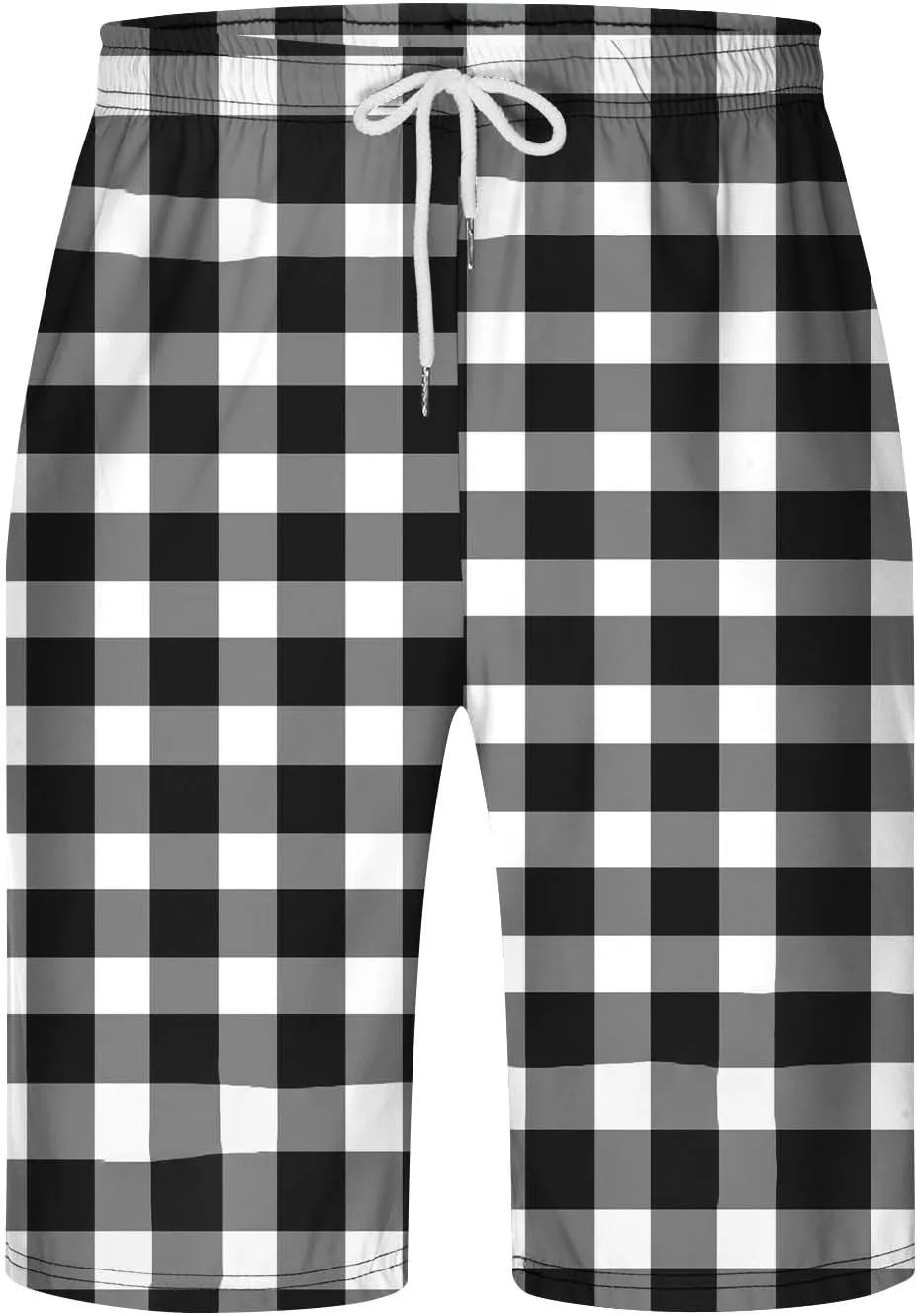 Mens Pajama Shorts Drawstring Waist Soft Comfy Lounge Shorts Plus Size Casual Loose Fit Plaid Shorts with Pockets