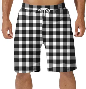 Mens Pajama Shorts Drawstring Waist Soft Comfy Lounge Shorts Plus Size Casual Loose Fit Plaid Shorts with Pockets