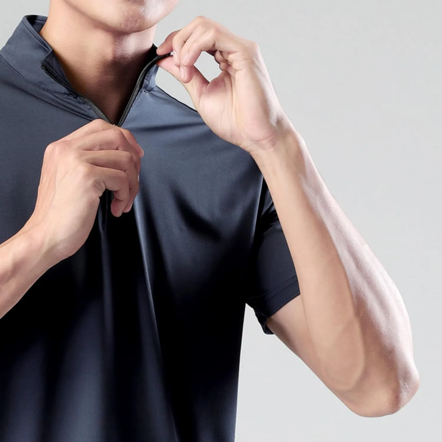 Mens Running Shirt UV Protection UPF 50  Long Sleeve Sun Shirts Lightweight 1/4 Zip Quick Dry Athletic Workout Shirts
