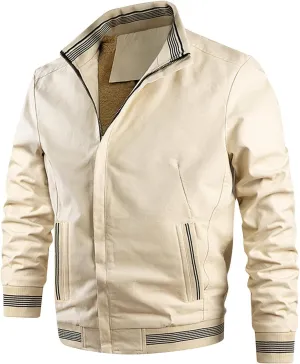 Mens Sherpa Lined Jacket Outdoor Recreation Work Cargo Coats Winter Stand Collar Bomber Jacket Full-Zip Outerwear