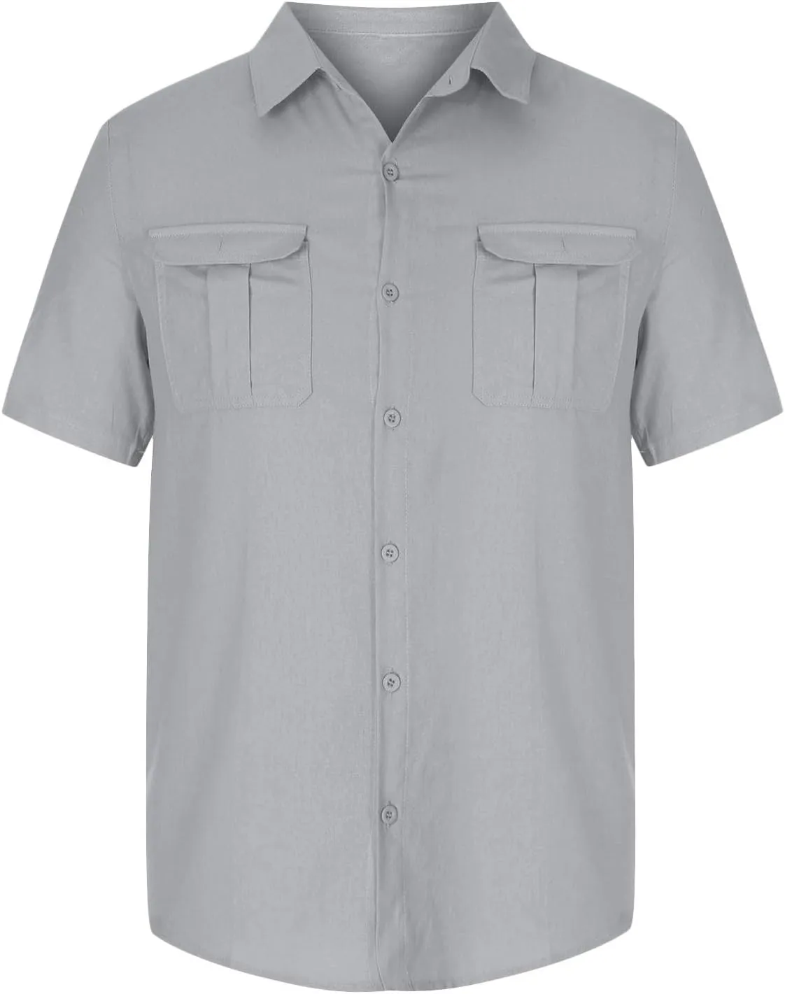 Men's Shirts Casual Cotton Linen Button Down T-Shirt Summer Fashion Short Sleeve Solid Linen Shirt Loose Fit Tops