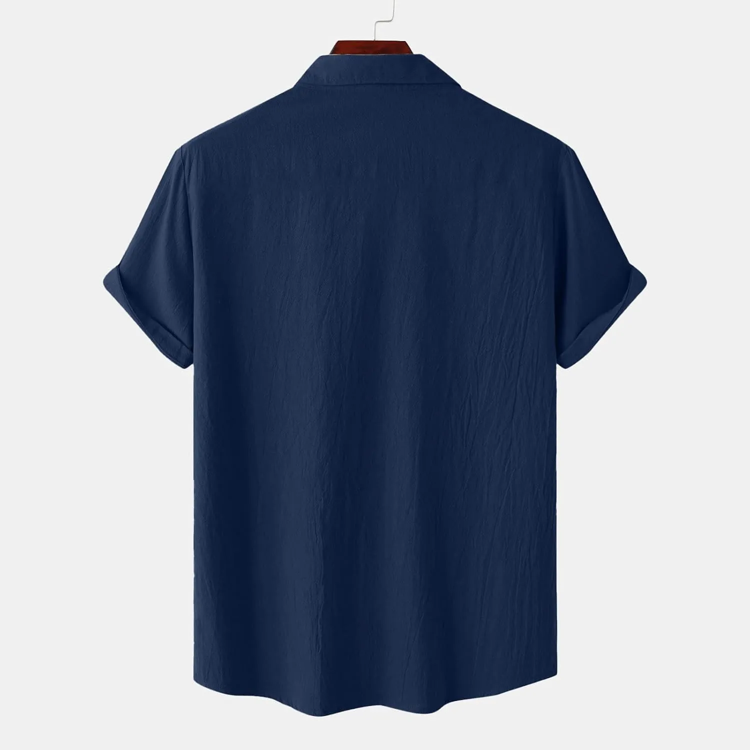 Men's Shirts Casual Cotton Linen Button Down T-Shirt Summer Fashion Short Sleeve Solid Linen Shirt Loose Fit Tops