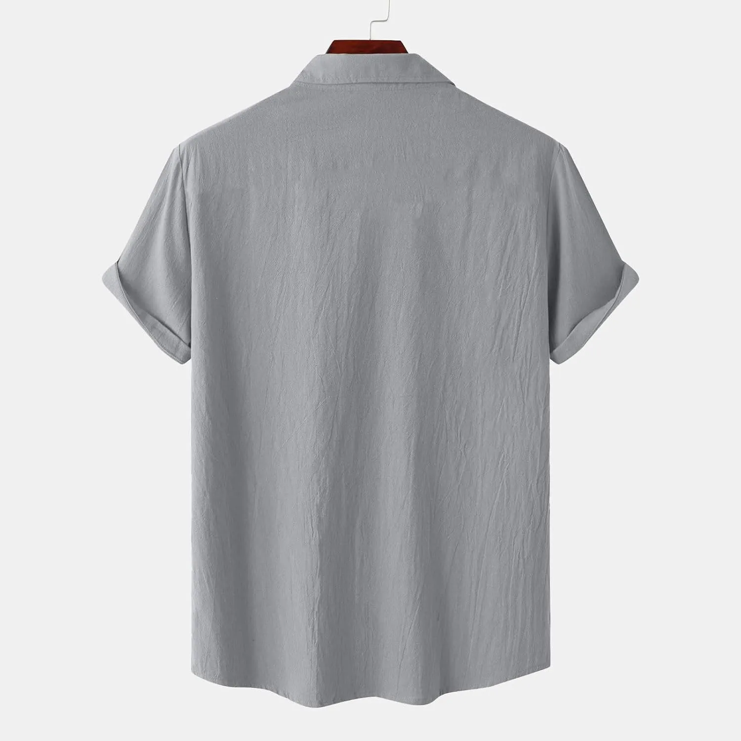 Men's Shirts Casual Cotton Linen Button Down T-Shirt Summer Fashion Short Sleeve Solid Linen Shirt Loose Fit Tops