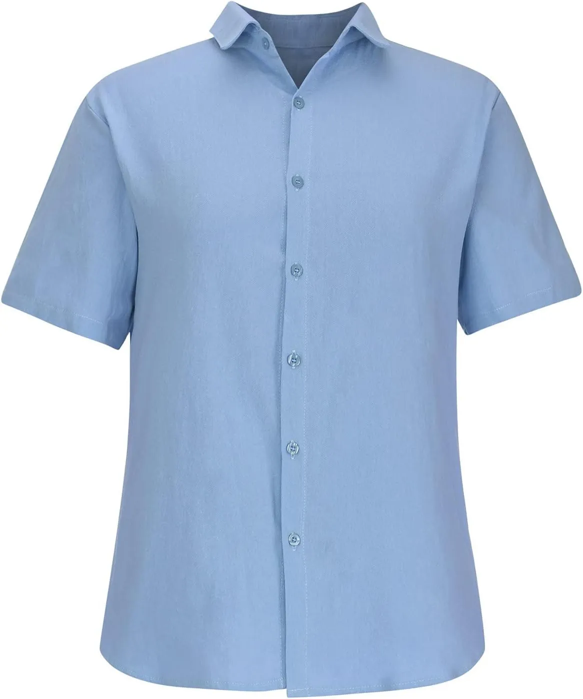 Mens Shirts Casual Stylish Summer Button Up Short Sleeve Cotton Linen Shirt Regular-Fit Solid Vacation Beach Tee Top