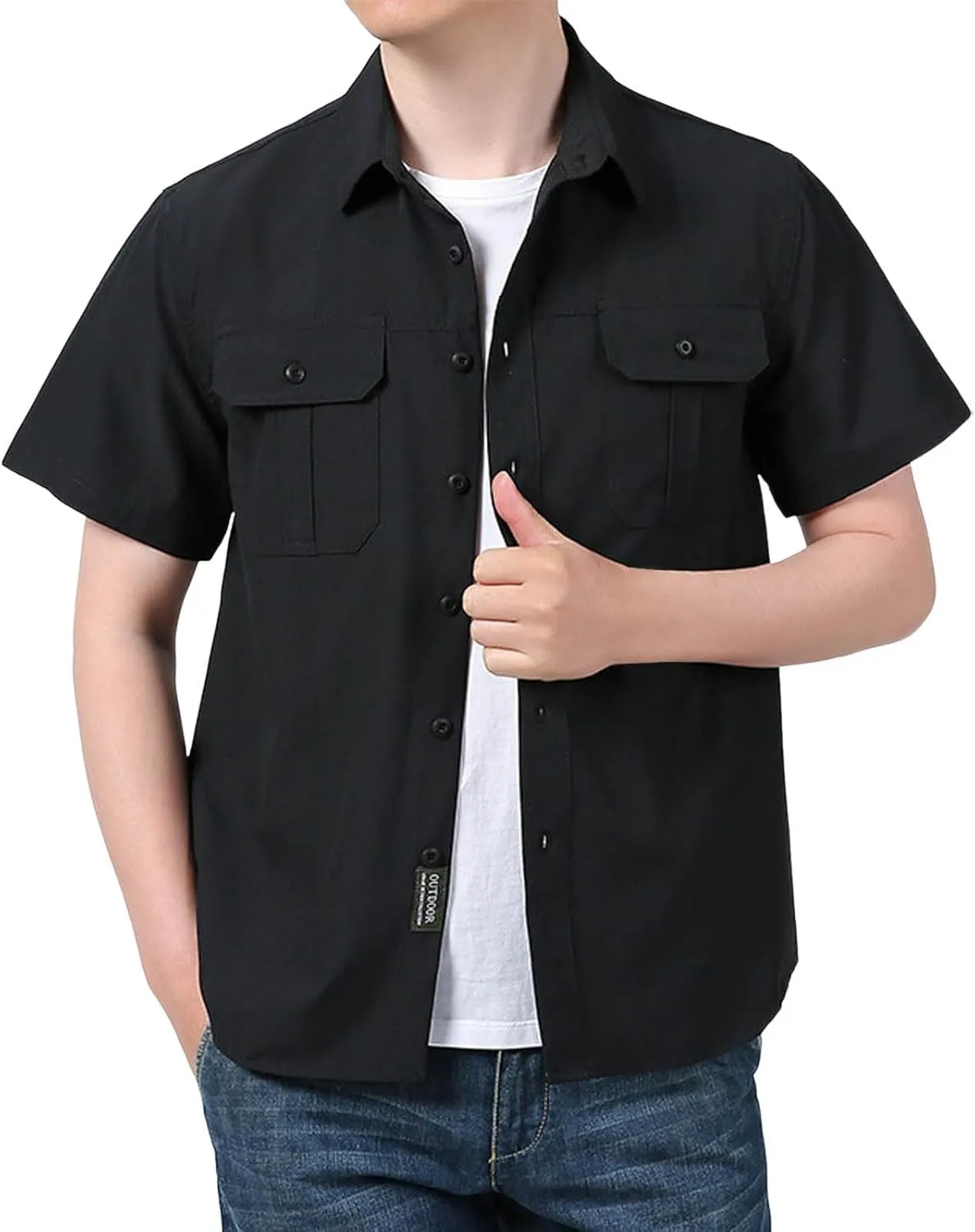 Men's Short Sleeve Aero Tech Button-up Shirt Button Down Mens Big and Tall Shirts