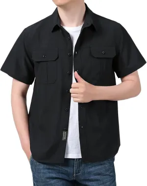 Men's Short Sleeve Aero Tech Button-up Shirt Button Down Mens Big and Tall Shirts