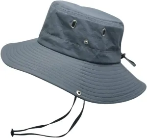 Men's Solid Color Foldable Sun Hat Wide Brim Breathable Boonie Hat Sun Protection Summer Adjustable Fisherman Cap