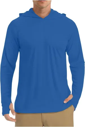 Men's Sun Shirts UPF 50  Hooded Fishing Shirts Long Sleeve UV Fishing Hoodies Hiking Swim Athletic Workout T-Shirts