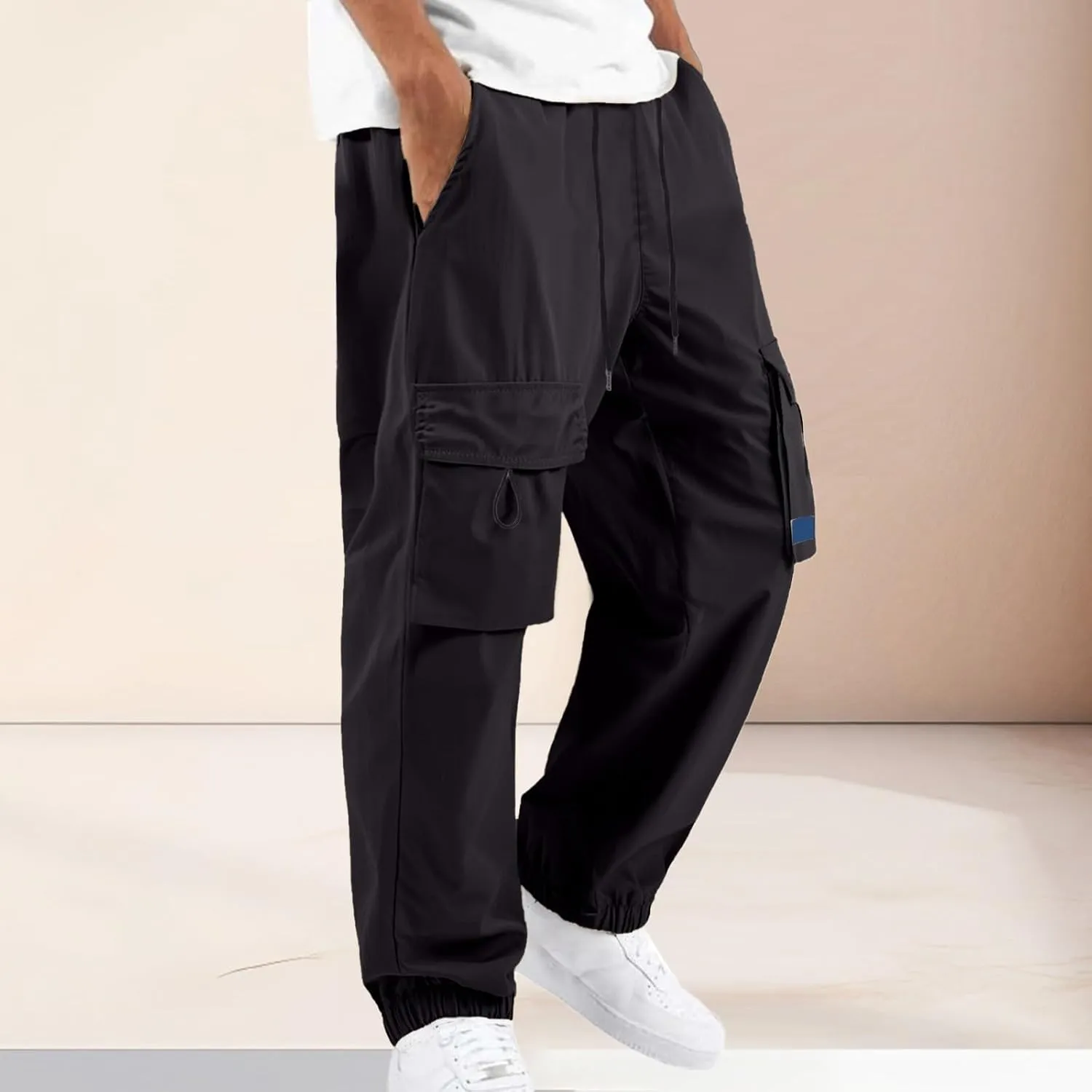 Mens Sweatpants with Pockets Gym Beach Slacks Business Hiking Thermal Shorts Travel Motorcycle Casual Leather Sport