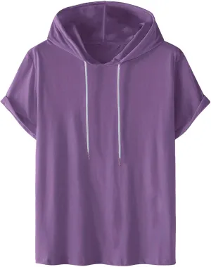Mens T-Shirts Big and Tall Short Sleeve Solid Hoodies Shirt Causal Summer Vacation Shirts Gym Workout Tee Tops