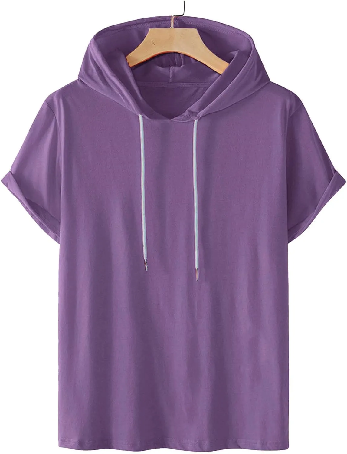 Mens T-Shirts Big and Tall Short Sleeve Solid Hoodies Shirt Causal Summer Vacation Shirts Gym Workout Tee Tops