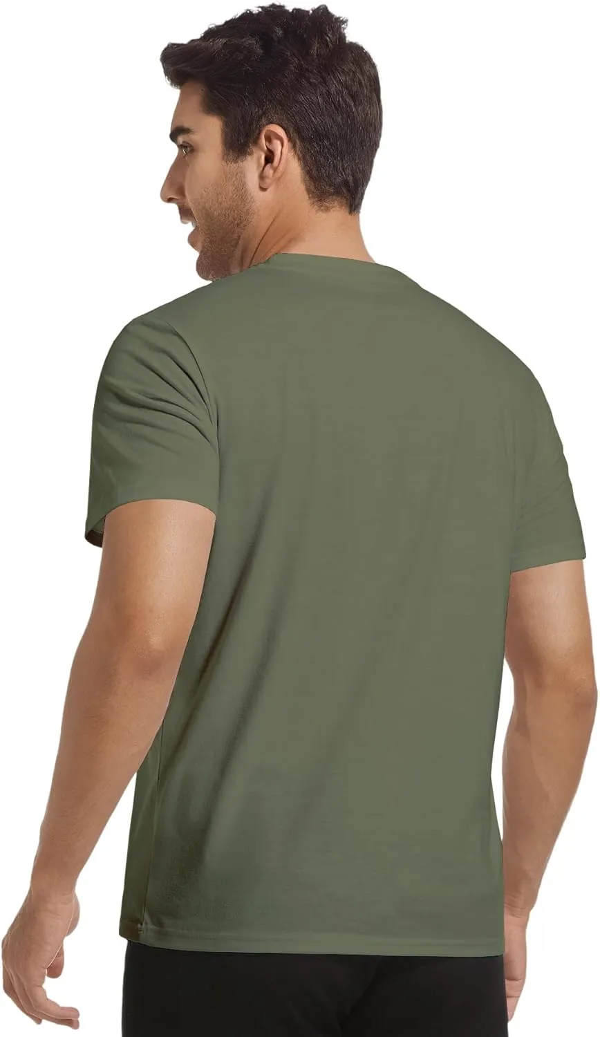 Mens T-Shirts Multi Pack Crewneck Cotton Tee Short Sleeve Classic Longline T Shirts Basic Summer Tops