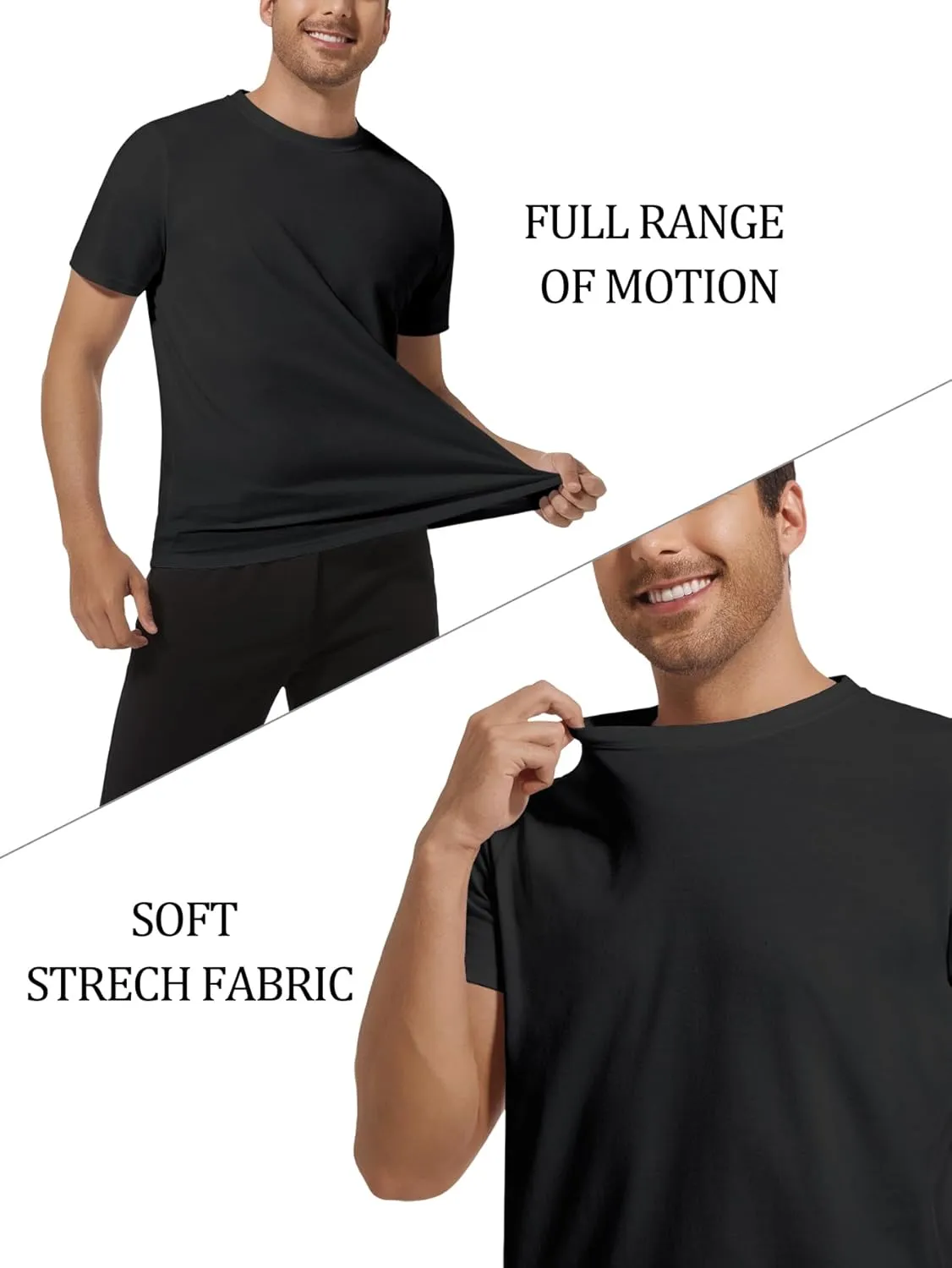 Mens T-Shirts Multi Pack Crewneck Cotton Tee Short Sleeve Classic Longline T Shirts Basic Summer Tops