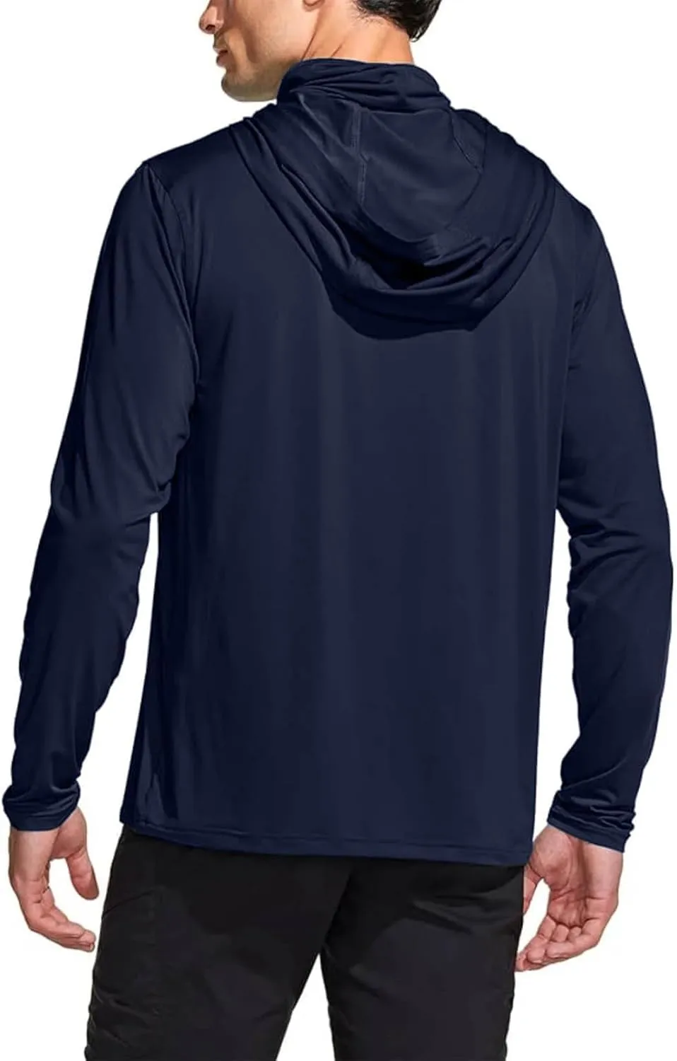 Men's UPF 50  Fishing Hoodie Shirts SPF UV Sun Shirts with Gaiter Rash Guard Long Sleeve Outdoor Hiking Swim T-Shirts