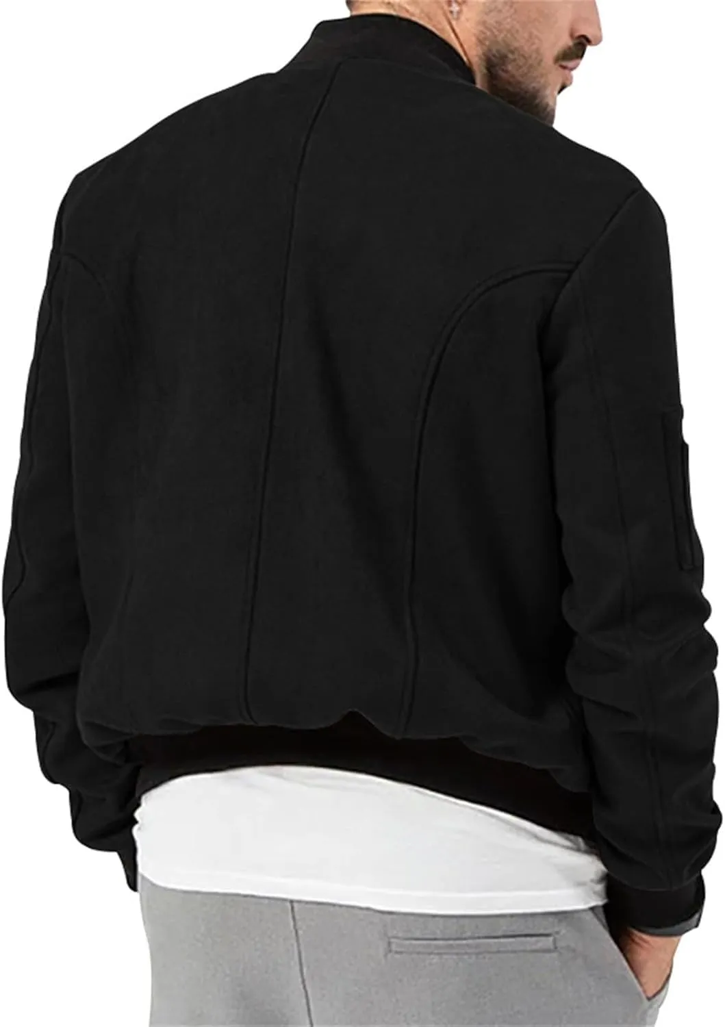 Mens Varsity Jacket Faux Suede Bomber Jackets Windbreaker Vintage Casual Lightweight Leather Coats Jackets