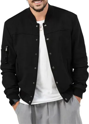 Mens Varsity Jacket Faux Suede Bomber Jackets Windbreaker Vintage Casual Lightweight Leather Coats Jackets