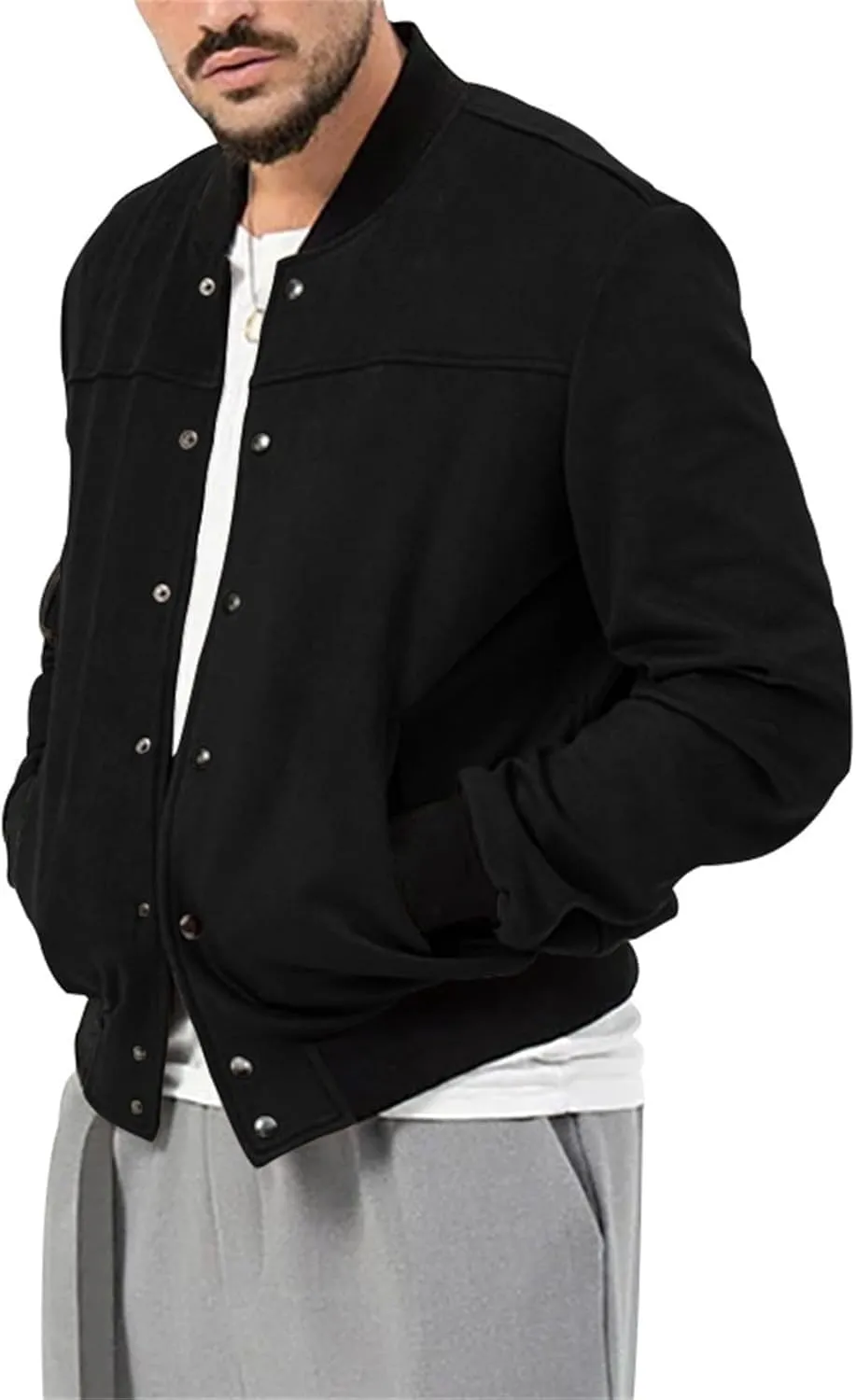 Mens Varsity Jacket Faux Suede Bomber Jackets Windbreaker Vintage Casual Lightweight Leather Coats Jackets