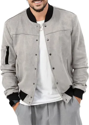 Mens Varsity Jacket Faux Suede Bomber Jackets Windbreaker Vintage Casual Lightweight Leather Coats Jackets