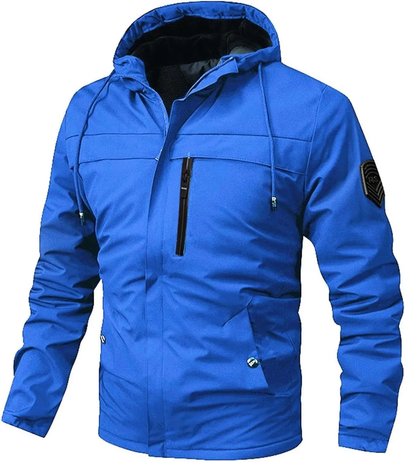 Men's Waterproof Rain Jacket Hooded Windbreaker Lightweight Loose Fit Coat with Pockets