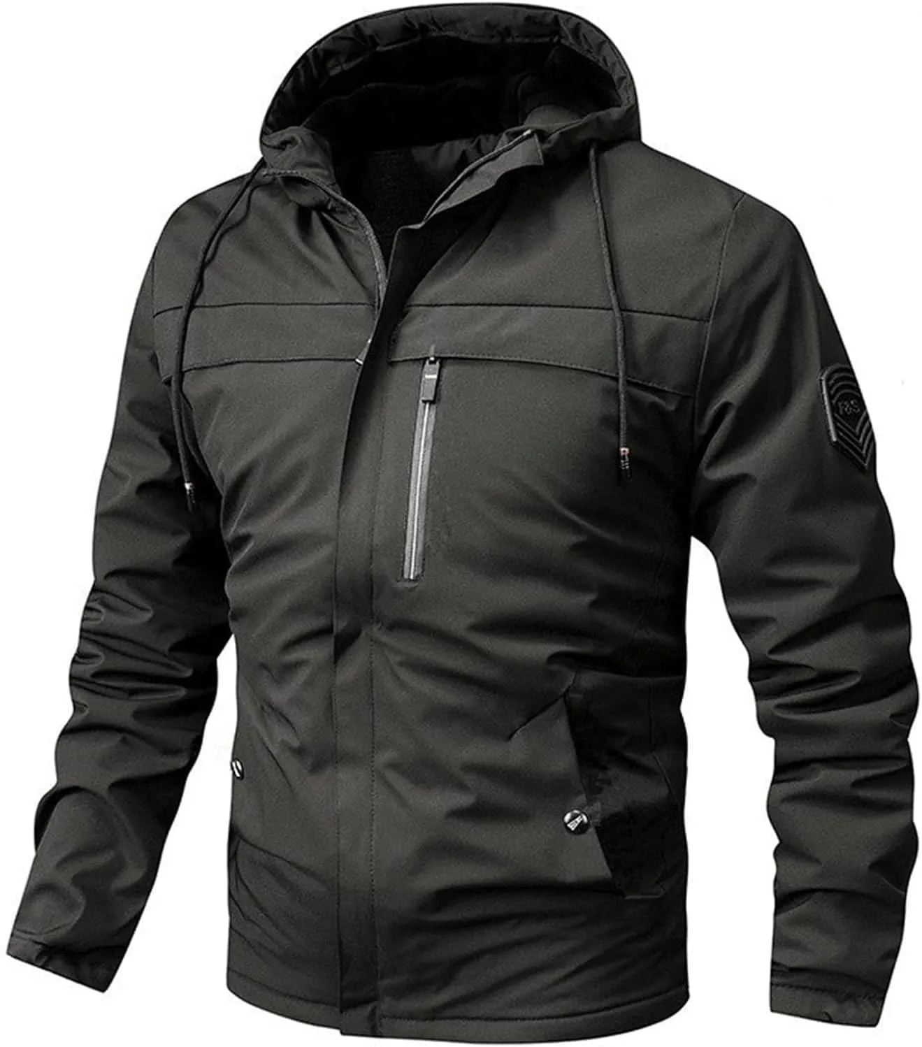 Men's Waterproof Rain Jacket Hooded Windbreaker Lightweight Loose Fit Coat with Pockets