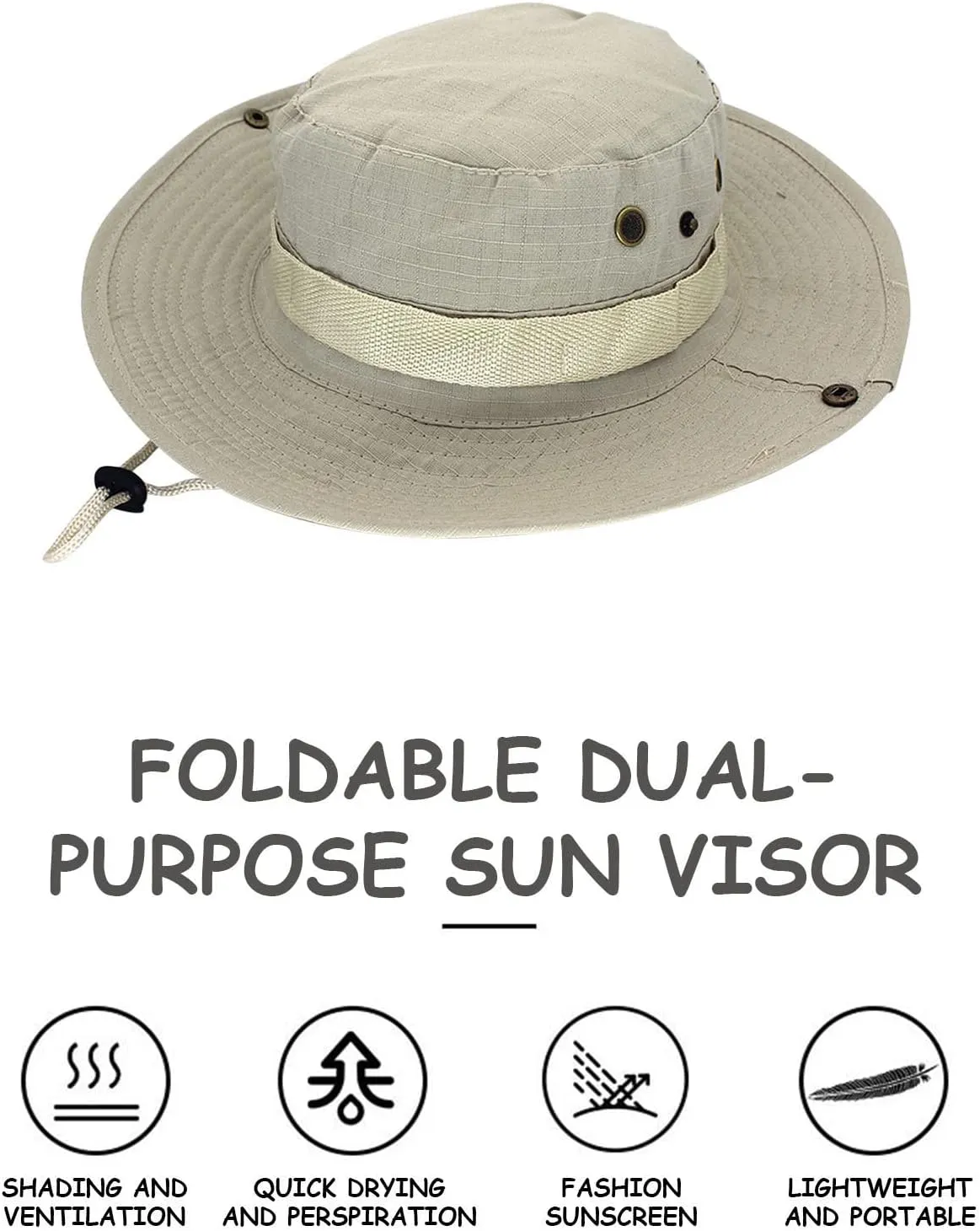 Mens Wide Brim Sun Hat Outdoor Safari Bucket Hats UV Protection Hiking Fishing Hat Travel Camping Flap Hats for Men