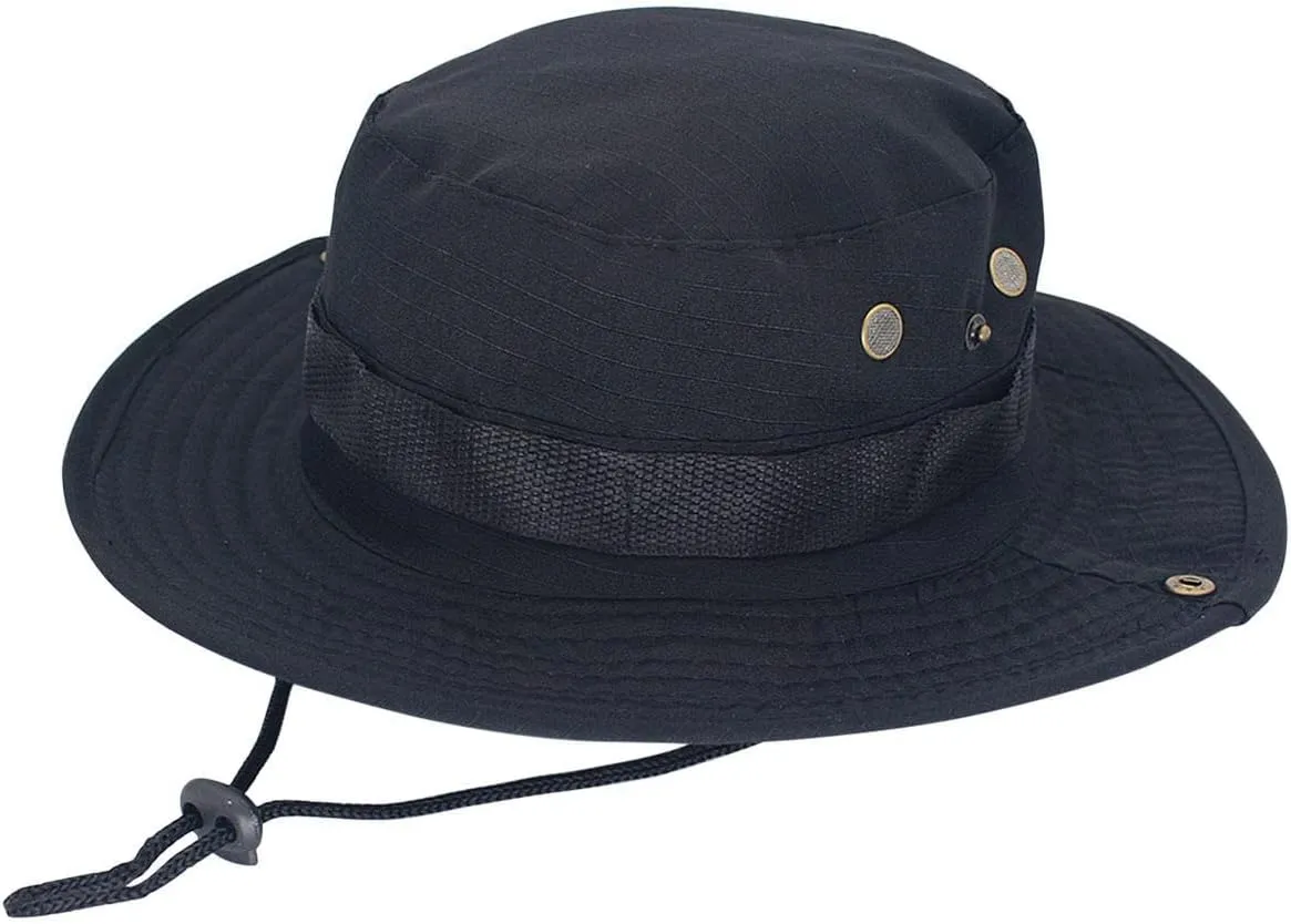 Mens Wide Brim Sun Hat Outdoor Safari Bucket Hats UV Protection Hiking Fishing Hat Travel Camping Flap Hats for Men