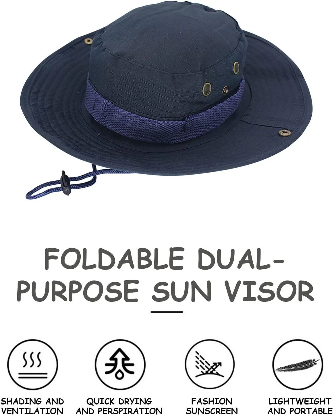 Mens Wide Brim Sun Hat Outdoor Safari Bucket Hats UV Protection Hiking Fishing Hat Travel Camping Flap Hats for Men