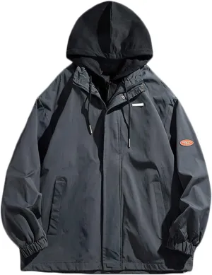 Mens Windbreaker Jackets Lightweight with Hooded Jackets Casual Stylish Cycling Travel Outdoor Fishing with Pockets