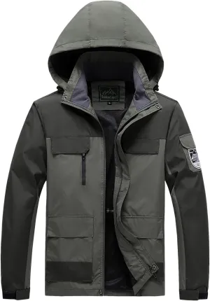 Mens Windproof Jacket Waterproof Lightweight Mountain Sport Jacket Hooded Windbreaker Outdoors Raincoat Hiking Outfits