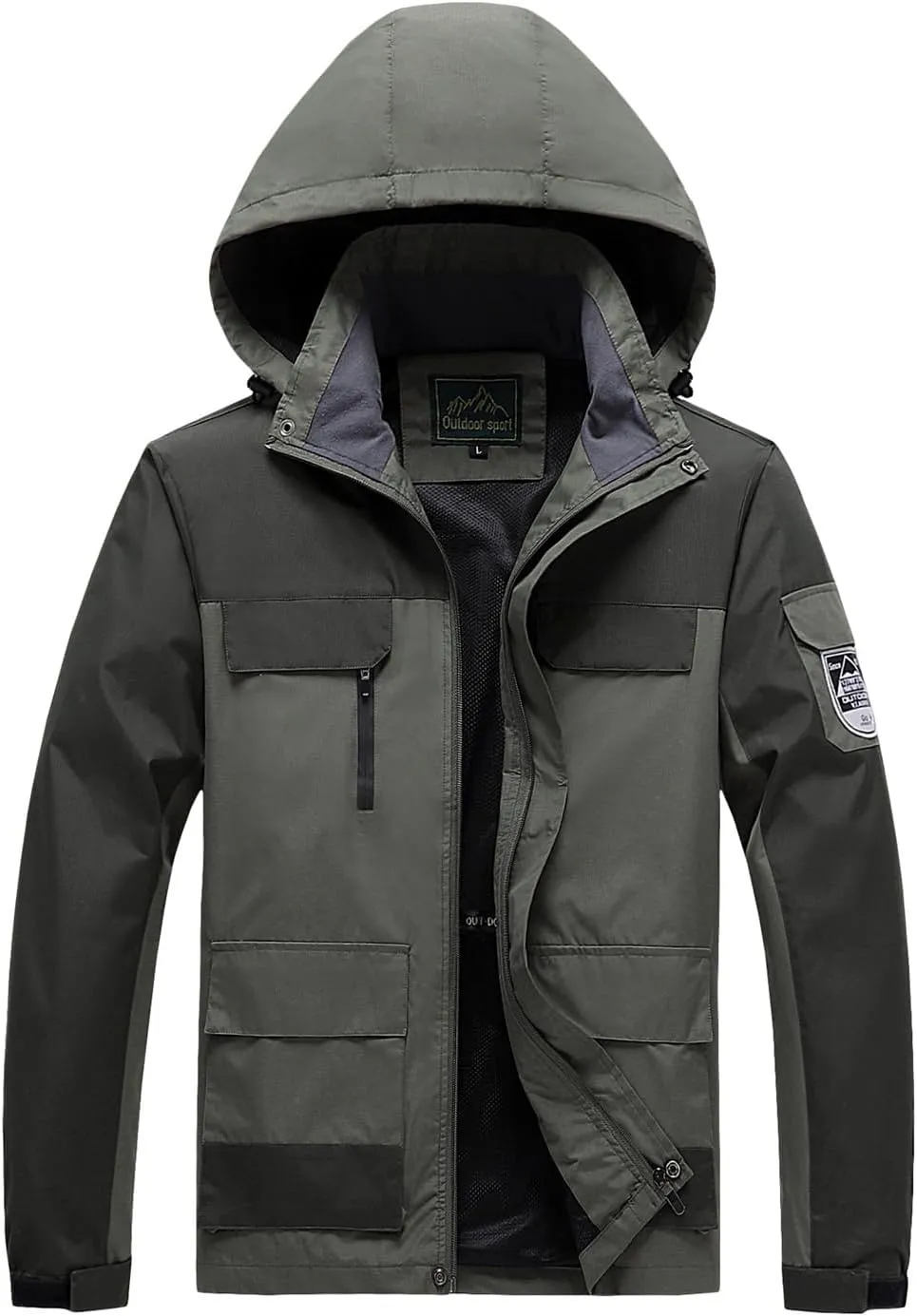Mens Windproof Jacket Waterproof Lightweight Mountain Sport Jacket Hooded Windbreaker Outdoors Raincoat Hiking Outfits