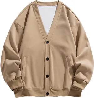 Mens Winter Coats Casual Long Sleeve Pullover Jackets Open Front Cardigan Button Down Fall Jackets Oversized Sweatshirt