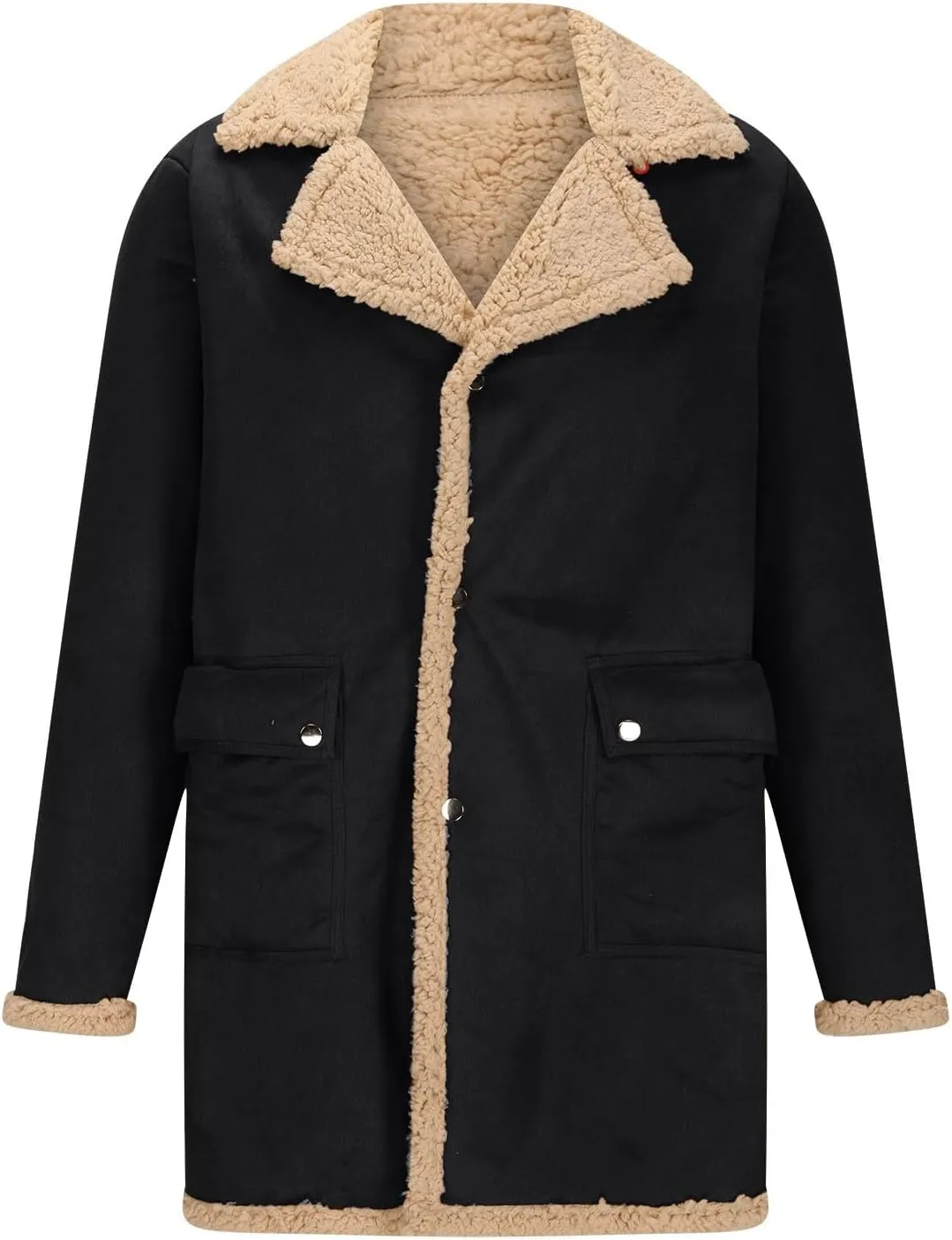 Men's Winter Jacket Fleece Lined Sherpa Jacket Warm Trucker Coat Thicken Overcoat Fashion Bomber Jacket Pea Coat