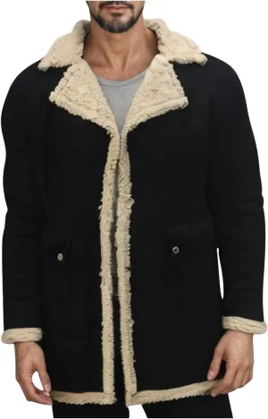 Men's Winter Jacket Fleece Lined Sherpa Jacket Warm Trucker Coat Thicken Overcoat Fashion Bomber Jacket Pea Coat