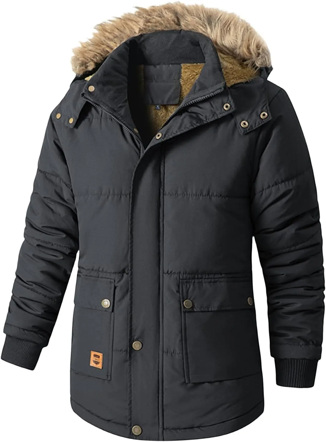 Mens Zip up Cotton Jackets Hoodies Coats Loose Casual Windproof Overcoats Fashion Warm Plain Clothes Winter New