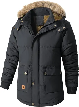 Mens Zip up Cotton Jackets Hoodies Coats Loose Casual Windproof Overcoats Fashion Warm Plain Clothes Winter New