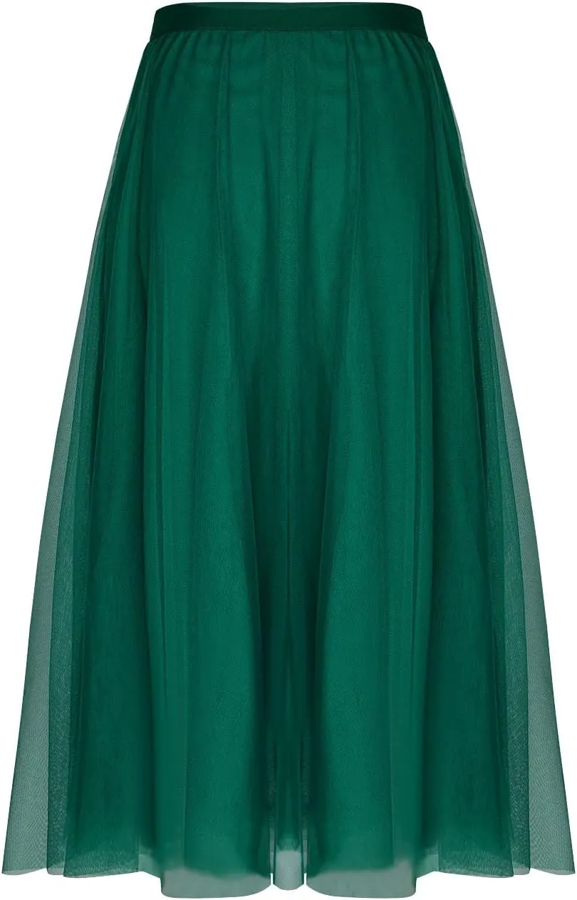 Mesh Skirts for Women Summer Fashion Elastic Waist Pleated Retro Cocktail Skorts Elegant Flowy Party Cocktail Skirt