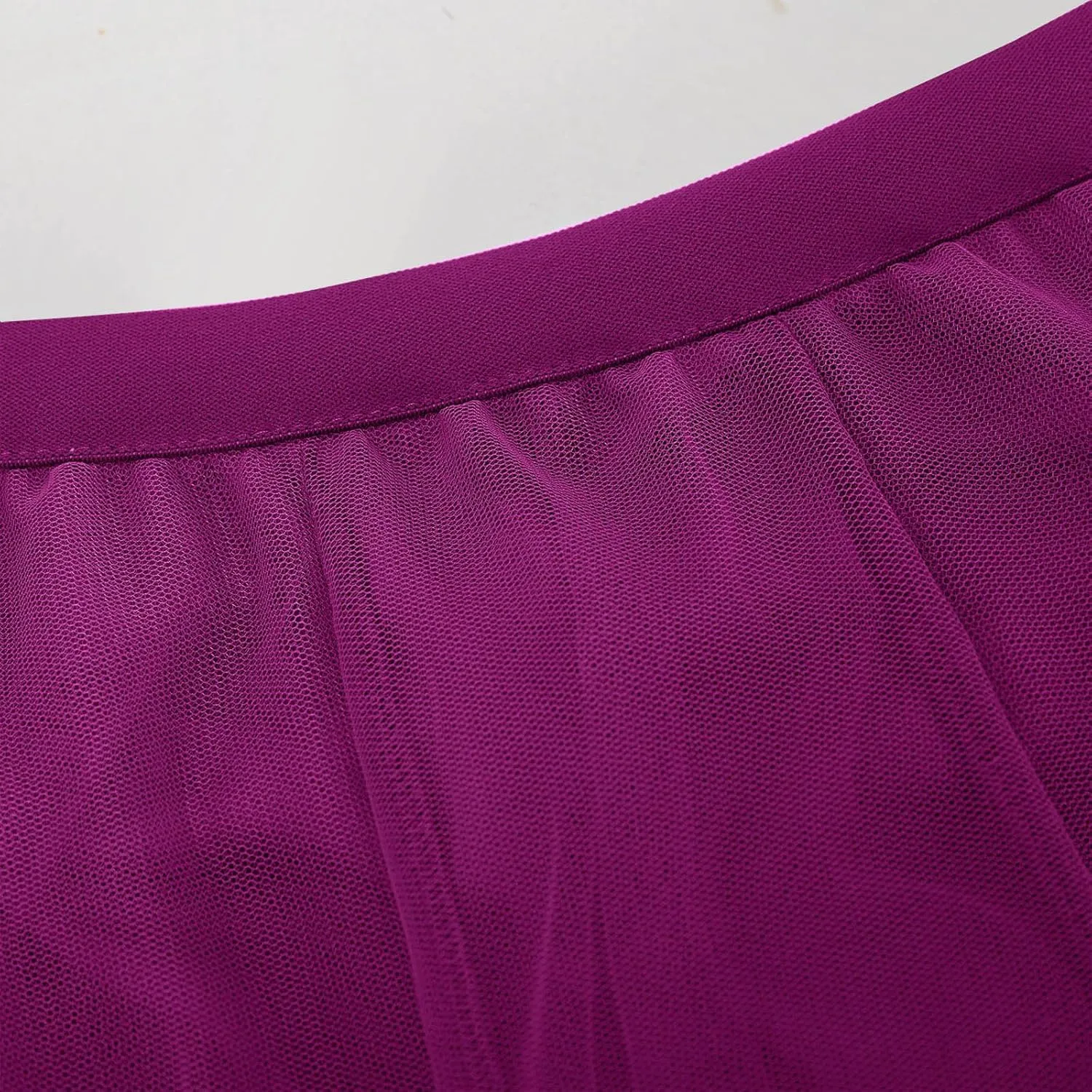 Mesh Skirts for Women Summer Fashion Elastic Waist Pleated Retro Cocktail Skorts Elegant Flowy Party Cocktail Skirt