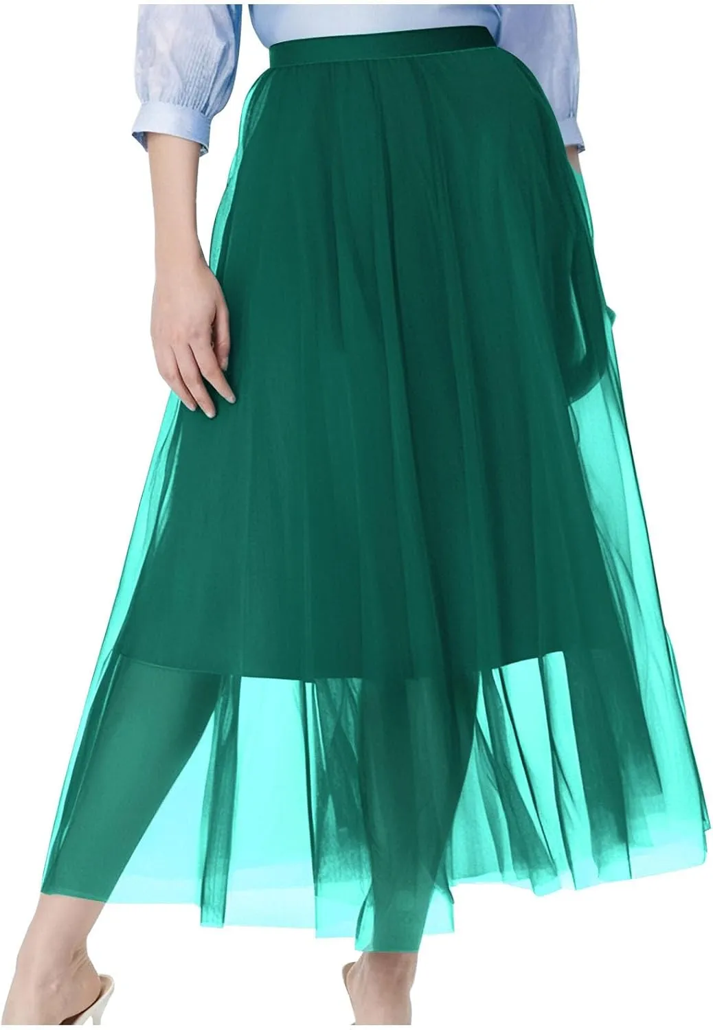 Mesh Skirts for Women Summer Fashion Elastic Waist Pleated Retro Cocktail Skorts Elegant Flowy Party Cocktail Skirt