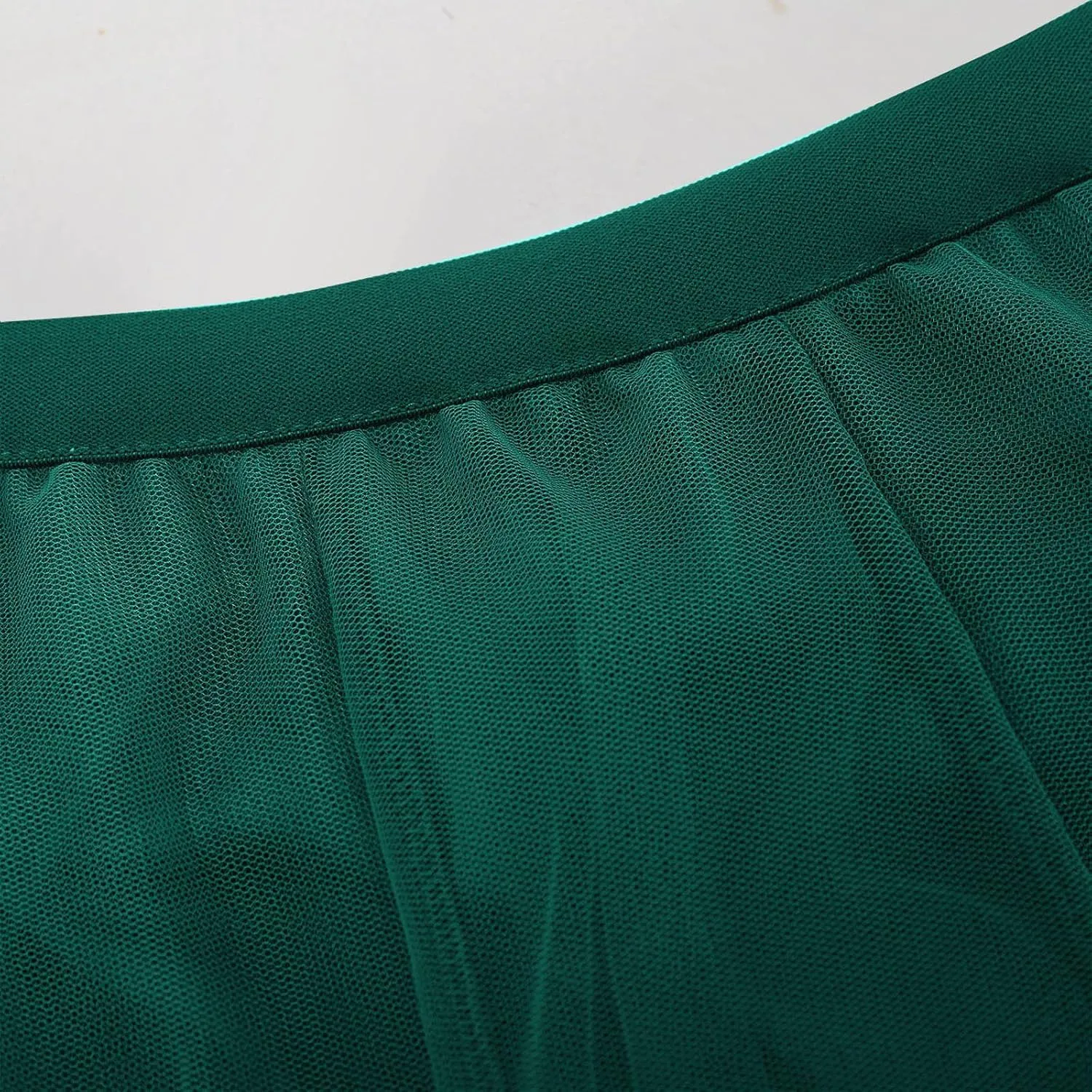 Mesh Skirts for Women Summer Fashion Elastic Waist Pleated Retro Cocktail Skorts Elegant Flowy Party Cocktail Skirt