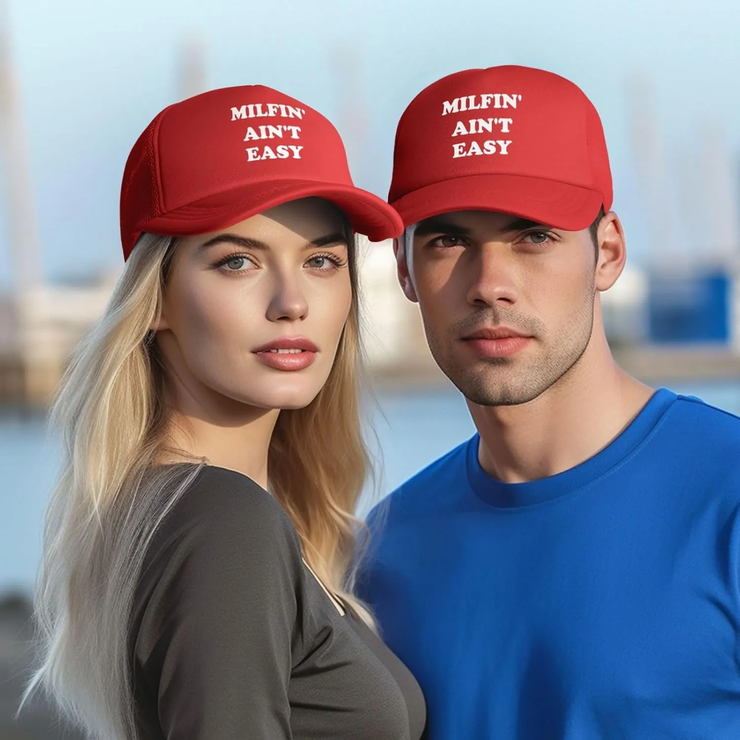 Milfin' Ain't-Easy Trucker Hats Women Men Funny Gag for Couple Vintage Baseball Cap