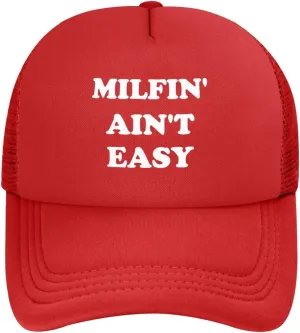 Milfin' Ain't-Easy Trucker Hats Women Men Funny Gag for Couple Vintage Baseball Cap